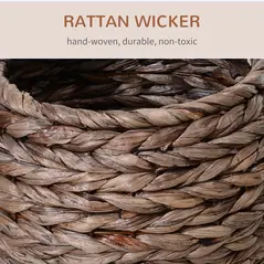 PawHut Wicker Cat Bed, Raised Rattan Cat Basket with Cylindrical Base, Soft Washable Cushion, 42 x 33 x 52cm - Brown - 5