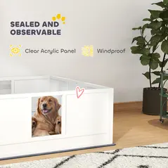 PawHut Whelping Box for Dogs with Whelping Pad, Adjustable Entrance, Non-slip Foot Pads, for Large Dogs, 124 x 120cm - 6