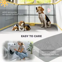 PawHut Seven-Panel Dog Whelping Box, Dog Playpen with Washable Whelping Pads, Wind-Resistant Fabric, for Small and Medium Dogs - 7