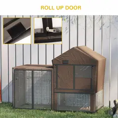 PawHut Rabbit Hutch Cover, Water-Resistant Pets Cage Protector, Breathable Guinea Pig Cage Cover - Brown - 5