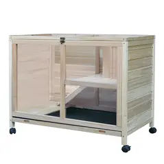 PawHut Small Animals Guinea Pigs Hutches Fir Wood Indoor Hutch - 2