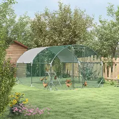 PawHut Walk In Chicken Run with Chicken Activity Shelf and Cover, 2.8 x 3.8 x 2m - 2