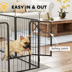 PawHut Six-Panel Dog Playpen with Door, for Small Dogs, Indoors, Outdoors, 60cm Tall, Black - 5