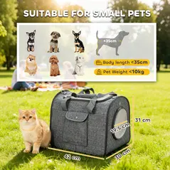 PawHut Soft Sided Cat Carrier Bag, Portable Foldable Pet Carrier with Shoulder Strap & Removable Mat for Small Pet Up to 10kg - 3