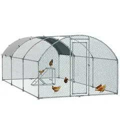 PawHut Walk In Chicken Run with Chicken Activity Shelf and Cover, 2.8 x 5.7 x 2m - 1