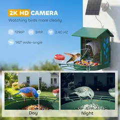 PawHut Smart Bird Feeder Camera 2K HD with AI Identifies 16,000+ Species, 2K HD Auto Capture Video, APP Instant Notifications - 5