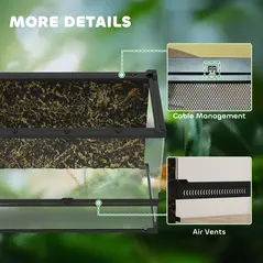 PawHut Reptile Glass Terrarium with Stone Background, Front Ventilation, Escape-Proof Knob Lock, 50 x 30 x 35 cm, Black - 9