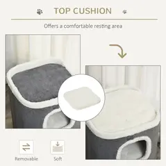 PawHut Sisal Cat Barrel with Soft Plush & Lamb Fleece Grey - 7