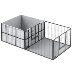 PawHut Seven-Panel Dog Whelping Box, Dog Playpen with Washable Whelping Pads, Wind-Resistant Fabric, for Small and Medium Dogs - 1