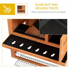 PawHut Two-Tier Antiseptic Wood Rabbit Hutch, 80cm Guinea Pig Hutch with Run - Orange - 6