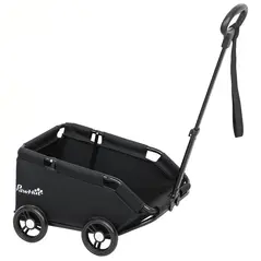 PawHut Pet Wagon Cart, Dog Stroller for Small Dogs and Cats with 4 Wheels, Safety Straps, Storage Bag, Mat - 1