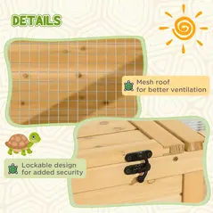 PawHut Tortoise House, Small Reptile Wooden House, with Mesh Roofs, Side Panels, for Turtles, Lizards, Geckos and Snakes - 6
