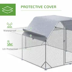 PawHut Walk In Chicken Run Chicken Coop with Roof Outdoor for 10-12 Chickens, Hen House, Duck Pen, 2.8 x 3.8 x 2 m - 7