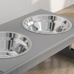 PawHut Raised Dog Feeding Bowls with Stand, Stainless Steel for  Extra Small and Small Dog, 44L x 24W x 15H cm - Grey - 9