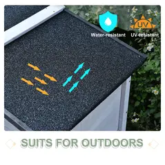 PawHut Small Animal Two-Level Fir Wood Guinea Pigs Hutches w/ Ramp Burnt Grey - 5