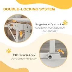 PawHut Pressure Fit Stair Gate, Dog Gate, with Auto Closing Door, Double Locking, Easy Installation, Openings 74-80cm - White - 5