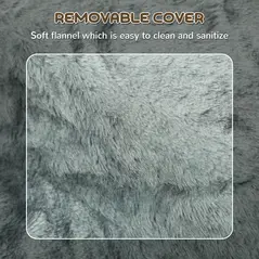 PawHut Three-Step Dog Stairs, with Washable Plush Cover, for High Bed Sofa, Dog Stairs for Small Dog and Cat - Light Grey - 5