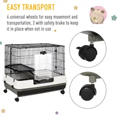 PawHut Small Animal Guinea Pigs Hutches Steel Wire Rabbit Cage Pet Play House  W/ Waste Tray Black - 5
