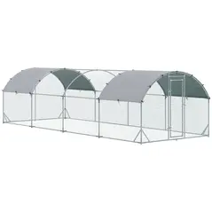 PawHut Walk In Chicken Run Galvanised Chicken Coop Hen Poultry House Cage Pet Playpen Garden with Water-Resist Covers - 1