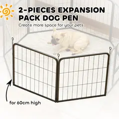 PawHut Two-Piece Dog Pen Expansion Pack for Small Dogs, 60cm Tall Animal Pen with Three Connecting Stakes - 4