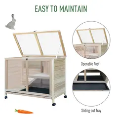 PawHut Small Animals Guinea Pigs Hutches Fir Wood Indoor Hutch - 7