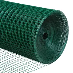 Pawhut PVC Coated Welded Wire Mesh Fencing Chicken Poultry Aviary Fence Run Hutch Pet Rabbit 30m Dark Green - 9