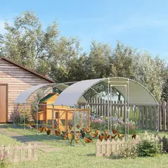 PawHut Walk In Chicken Run Galvanised Chicken Coop Hen Poultry House Cage Pet Playpen Garden with Water-Resist Covers - 2