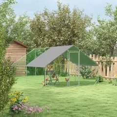 PawHut Walk In Chicken Run with Chicken Activity Shelf and Cover, 3 x 4 x 2m - 2