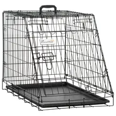 Pawhut Trapeze Collapsible Dog Pet Travel Box Cage Removable Tray 77 x 47 x 55cm - 1