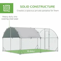 PawHut Walk In Chicken Run with Chicken Activity Shelf and Cover, 2.8 x 3.8 x 2m - 4