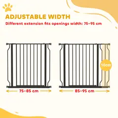 PawHut Wide Dog Safety Gate, with Door Pressure, for Doorways, Hallways, Staircases - Black - 4