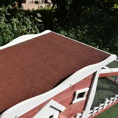 PawHut Rabbits Outdoor Fir Wood Guinea Pigs Hutches w/ Ramp Wine-Brown - 8