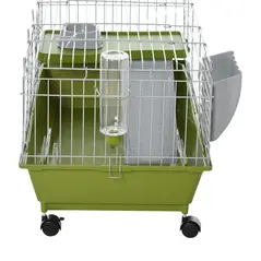 PawHut Small Animal Cage Rabbit Guinea Pigs Chinchillas Cage w/ Wheels Water Bottle Food Dish Platform Ramp 89 x 44 x 43 cm Green - 8