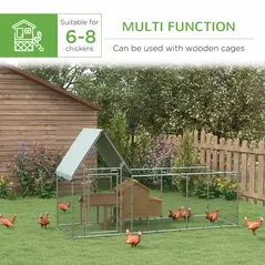 PawHut Walk In Chicken Run Chicken Coop, Large Poultry Cage Hen House for 6-8 Chickens Outdoor w/ Water-Resist Cover 302 x 107 x 172cm - 5