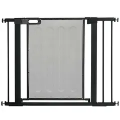 PawHut Pressure Fit Safety Gate, for Staircases, Hallways, Doorways w/ Extensions Kit, 75-103CM Adjustable Width - Black - 1