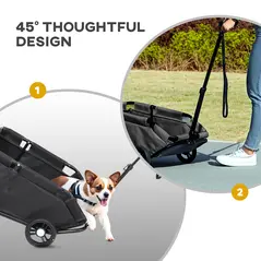 PawHut Pet Wagon Cart, Dog Stroller for Small Dogs and Cats with 4 Wheels, Safety Straps, Storage Bag, Mat - 6