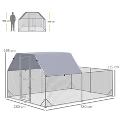 PawHut Walk In Chicken Run Chicken Coop with Roof Outdoor for 10-12 Chickens, Hen House, Duck Pen, 2.8 x 3.8 x 2 m - 3