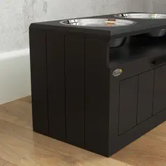 PawHut Raised Dog Bowl with Slow Feeder, Two Stainless Steel Dog Bowls, Drawer, for Large and Extra Large Dogs, Black - 8