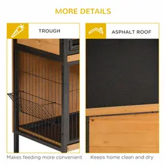PawHut Rabbit Hutch Outdoor Guinea Pig Hutch Bunny Cage Metal Frame with  No-Leak Tray Openable Roof Light Yellow 122 x 50 x 101cm - 8