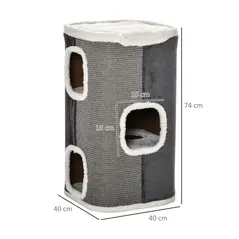 PawHut Sisal Cat Barrel with Soft Plush & Lamb Fleece Grey - 3