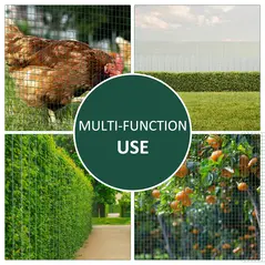 Pawhut PVC Coated Welded Wire Mesh Fencing Chicken Poultry Aviary Fence Run Hutch Pet Rabbit 30m Dark Green - 4