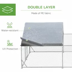 PawHut Walk-In Chicken Run, Hen House, with Roof, for Ducks, Chickens, Rabbits - 5