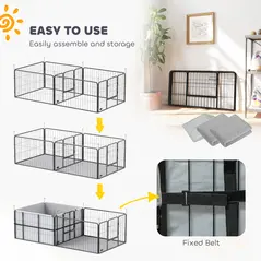 PawHut Seven-Panel Dog Whelping Box, Dog Playpen with Washable Whelping Pads, Wind-Resistant Fabric, for Small and Medium Dogs - 8
