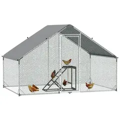PawHut Walk In Chicken Run with Chicken Activity Shelf and Cover, 3 x 2 x 2m - 1