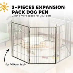 PawHut Two-Piece Dog Pen Expansion Pack for Large Dogs, 100cm Tall Animal Pen with Three Connecting Stakes - 4