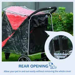 PawHut Rain Cover for Dog Pram, Stroller Buggy with Rear Entry - 5