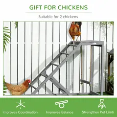 PawHut Walk-In Chicken Run, Metal Chicken Coop with Cover, Outdoor Hen Poultry House Cage with Chicken Activity Shelf, for Chickens, Rabbits, Ducks, 2.8 x 1.9 x 2m - 7