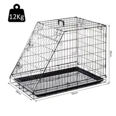 Pawhut Trapeze Collapsible Dog Pet Travel Box Cage Removable Tray 93 x 58 x 65cm - 3
