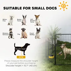 PawHut Six-Panel Dog Playpen with Door, for Small Dogs, Indoors, Outdoors, 60cm Tall, Black - 7