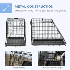 Pawhut Trapeze Collapsible Dog Pet Travel Box Cage Removable Tray 77 x 47 x 55cm - 6